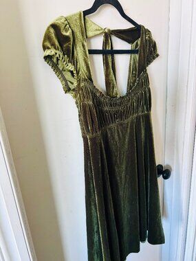Moss Green Velvet Free People Dress